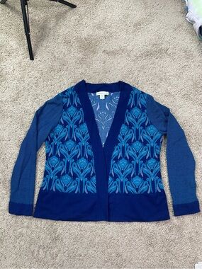 Coldwater Creek Blue and Turquoise Open-Front Sweater Cardigan